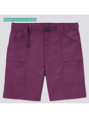Uniqlo 8" Nylon Utility Geared Shorts with Belt Purple Mens Medium